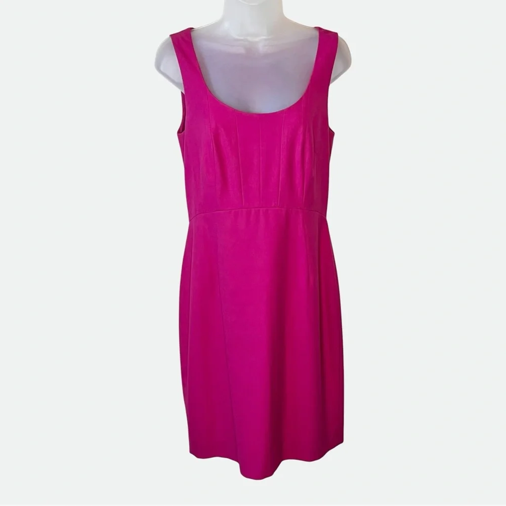 ANN TAYLOR Magenta Pink Sleeveless Scoop Neck Sheath Dress Size 6 Summer Office - Picture 2 of 6